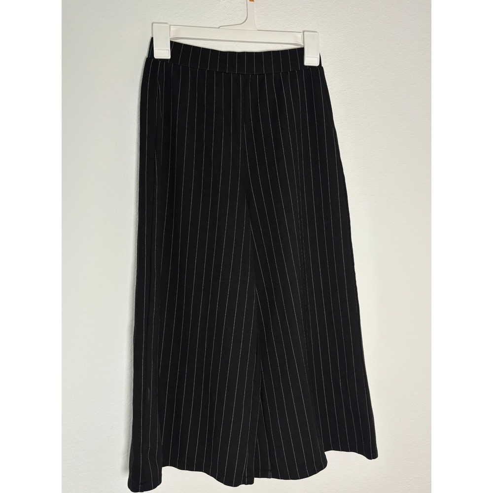 Promesa Pants Womens Small Black White Pinstripe Wide Leg Casual Office Wear